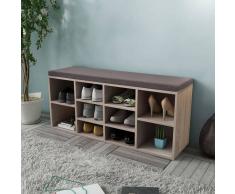 vidaXL Zapatero color roble en forma de banco con 10 compartimentos