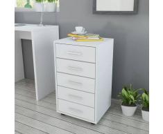 vidaXL Cajonera de oficina con ruedas 5 cajones blanca