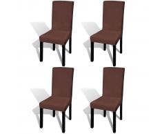 vidaXL Funda para silla elástica recta 4 unidades marrón