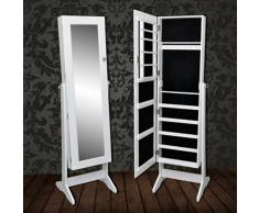 vidaXL Espejo Joyero Blanco Con Cajonera Armario Joya Gabinete