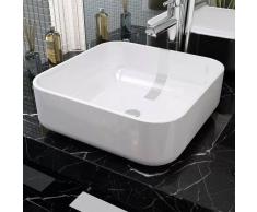 vidaXL Lavabo cuadrado de cerámica 38x38x13,5 cm blanco