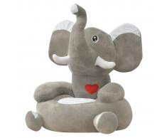 vidaXL Silla de peluche para niños elefante gris