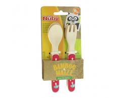 Nuby Set de Cubiertos Alimentacion +9m 4 Unidades Rosa