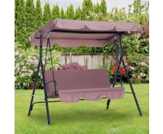 Outsunny Columpio de Jardín tipo Balancín Mecedora de Metal 3 Plazas con Toldo Regulable y Cojín - 172x110x152cm