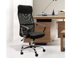 HomCom Silla de Oficina Ergonómica Sillón de Escritorio de Malla Reposacabezas de PU Mecanismo de Inclinación Respaldo Alto Carga 150kg Negro