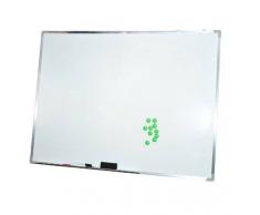 HOMCOM Pizarra Magnética Blanca con 10 Imanes, 1 Borrador y 4 Rotuladores - Blanca - 110x80cm