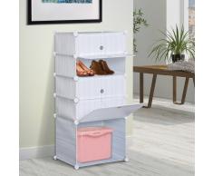 HOMCOM Armario Modular Plástico Estantería 5 Cubos Ropero Zapatero Aparador Combinado Mueble Organizador Ropa Zapatos Accesorios Juguetes