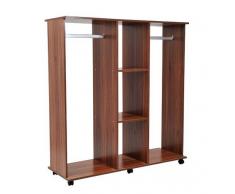 HOMCOM Armario Abierto para Colgar y Almacenar Ropa tipo Guardarropa con Ruedas - Madera - Color Marrón - 120x40x128 cm