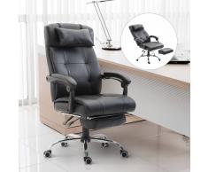 HOMCOM Silla de Oficina y Escritorio Ergonómica Reclinable 145° y Giratoria 360º tipo Ejecutivo - 64.5x66.5x114-124cm