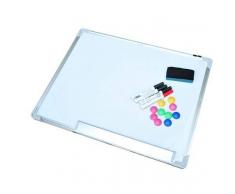 HOMCOM Pizarra Magnética con 10 Imanes + 1 Borrador + 4 Rotuladores - Color Blanco - 60x45 cm