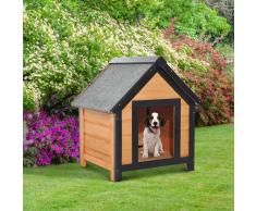 PawHut Caseta de Perro con Techo y 4 Patas - Color Madera - Madera de Abeto Barnizada - 56x60.5x66 cm