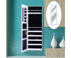 HOMCOM Espejo Joyero Blanco MDF 37x9,5x112cm