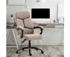 HOMCOM Silla de Oficina Escritorio Sillón Ejecutivo Ergonómica Elevable Reclinable 135° y Giratoria 360° Tela de Lino 61x60x108-118cm