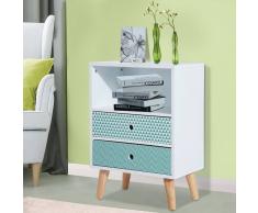 HOMCOM Armario Bajo Cajonera y Mesita de Noche con 2 Cajones y 1 Estante - Blanco - 45x30x65cm