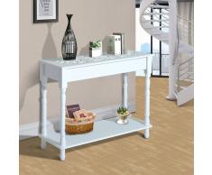 HOMCOM Mueble Mesa Recibidor tipo Consola de Entrada con Estantería– MDF y Madera de Álamo – 89 x 35.5 x 72cm