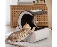 PawHut Rascador Árbol Gato Centro de Juego con Cama Acolchada Bola de Juego 41x36x46cm Sisal Natural Cubierta de Felpa Beige + Marrón