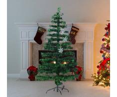 HOMCOM Arbol de Navidad Verde Φ60x150cm + Luces LED Arbol Artificial