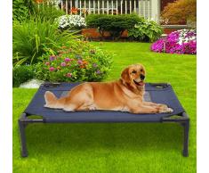 PawHut Cama para Mascotas tipo Perro o Gato para Exterior Terraza y Jardín - Azul y Negro - 76x61x18 cm