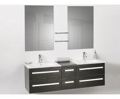 Muebles de baño - Armario de lavabo - 2 lavabos cerámicos - 2 espejos - MADRID negro