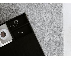 Alfombra shaggy en color blanco y negro 200x300 cm DEMRE