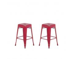 Conjunto de 2 taburetes de 60 cm en rojo-dorado CABRILLO