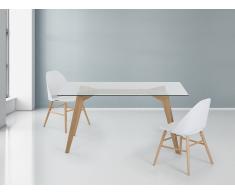 Madera de roble - Mesa de comedor - Vidrio transparente - 160 cm - HUDSON