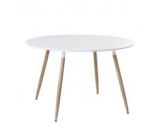 Mesa de comedor - Madera de caucho - 120 cm - Blanco - BOVIO