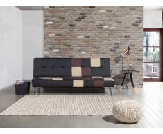 Sofá cama - Piel sintetica - Diseño de patchwork - Negro - OLSKER