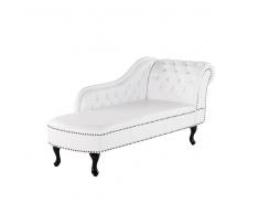 Sofá Chesterfield chaise longue derecha piel sintética blanco NIMES