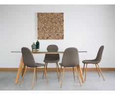 Conjunto de 2 sillas en madera con tapizado gris-marrón - BRUCE