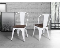 Silla de comedor - Metal - Madera - Blanco - APOLLO