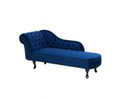 Sofá Chesterfield chaise longue izquierdo en terciopelo azul NIMES