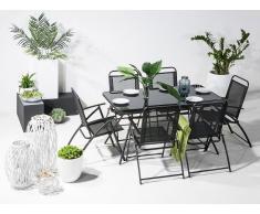 Conjunto de jardín en acero - Negro - Mesa y 6 sillas - LIVO