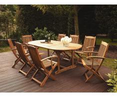 Conjunto de jardín en madera de acacia, Mesa + 8 sillas, MAUI