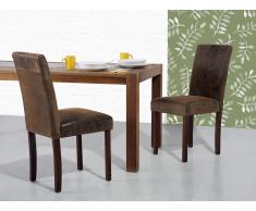 Silla en piel - Silla de comedor - Piel marrón enviejecida - BROADWAY