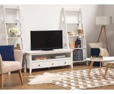 Mueble TV, blanco, 3 cajones, BERKELEY