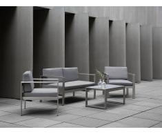 Conjunto de jardín en aluminio - Sofá, Mesa y 2 Sillas - Gris claro - SALERNO