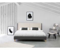 Cama tapizada en beige y gris 160x200 cm VALENCE