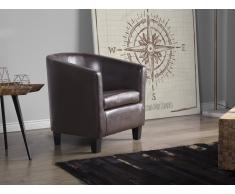 Sillón en piel marrón BORWICK