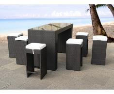 Conjunto de jardín en ratán - 6 Taburetes - Mesa de barra - VERONA