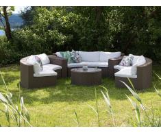 Conjunto de jardín con sofá de ratán y mesa de café en marrón claro SEVERO