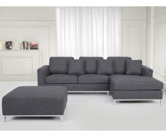 Sofá esquinero - Tapizado - Reposapiés - Gris- Izquierda- OSLO