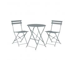 Conjunto de jardín en aluminio mesa y 2 sillas gris FIORI