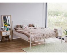 Cama de Matrimonio - En Metal - Con Somier - 160x200 cm - Blanco - LYRA