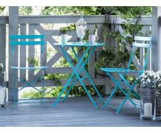 Conjunto de jardín en aluminio mesa y 2 sillas azul FIORI