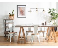 Silla en metal y madera, blanco, APOLLO