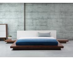 Cama marrón claro con cabecero en piel 180x200 cm ZEN