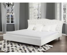 Cama en piel sintética blanca con somier 180x200 cm METZ