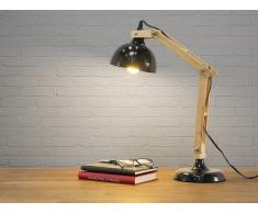 Lámpara de mesa - Lámpara de trabajo - Metal y madera - Negra - SALADO