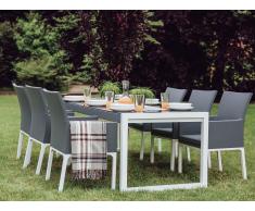 Conjunto de jardín en aluminio gris - Mesa y 6 sillas - BACOLI